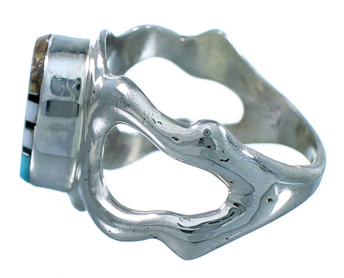 American Indian Multicolor And Sterling Silver Ring Size 7-3/4 SX107900