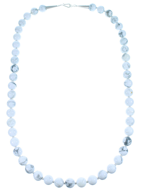 American Indian Sterling Silver And Howlite Bead Necklace RX107924