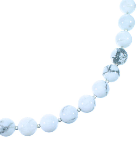 American Indian Sterling Silver And Howlite Bead Necklace RX107924