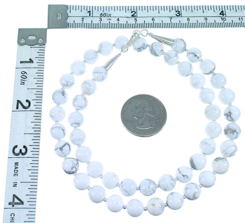 American Indian Sterling Silver And Howlite Bead Necklace RX107924