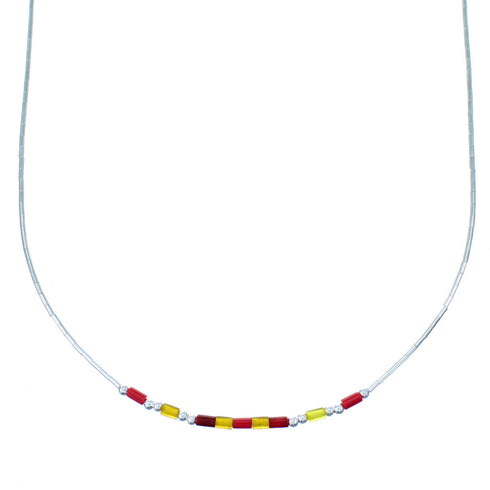 Hand Strung Liquid Sterling Silver Multicolor Bead 16" Necklace LS37SUN