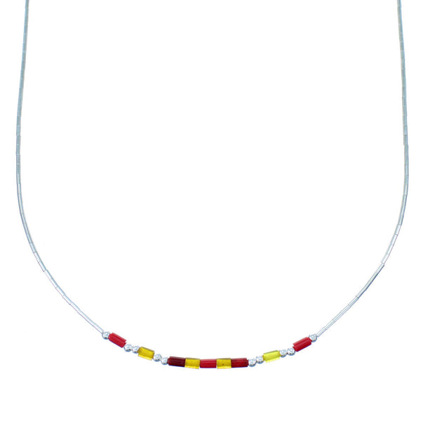 Hand Strung Liquid Sterling Silver Multicolor Bead 16" Necklace LS37SUN