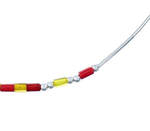 Hand Strung Liquid Sterling Silver Multicolor Bead 16" Necklace LS37SUN