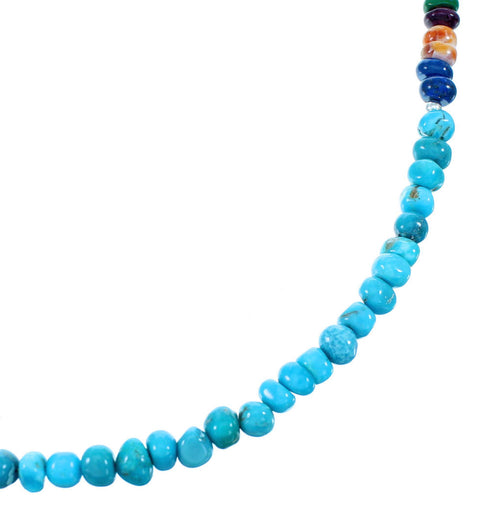 Authentic Sterling Silver Navajo Multicolor Bead Necklace SX108095