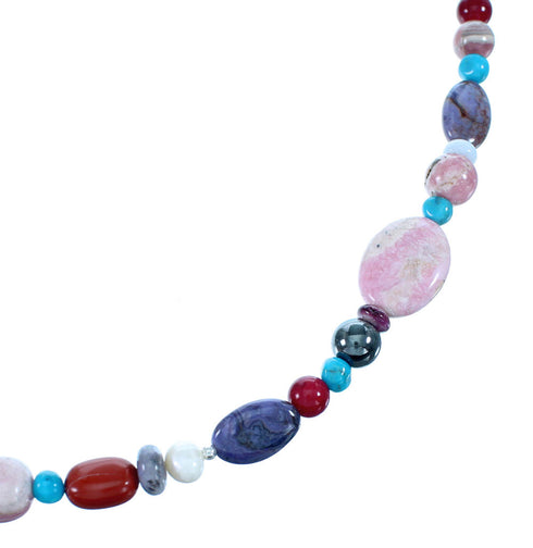 Navajo Multicolor And Sterling Silver Bead Treasure Necklace SX108103