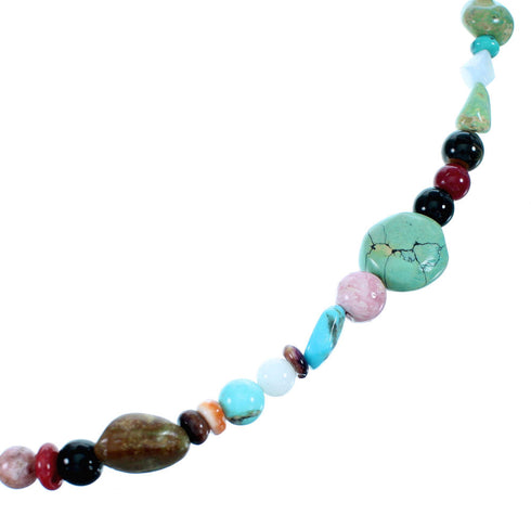 Authentic Sterling Silver Multicolor Bead Native American Treasure Necklace SX108104