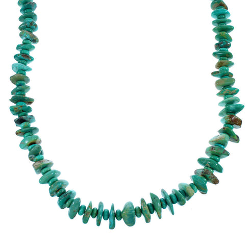 American Indian Kingman Turquoise And Sterling Silver Bead Necklace SX108129