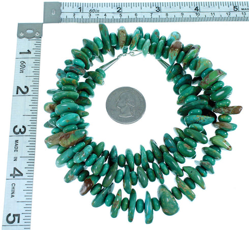 American Indian Kingman Turquoise And Sterling Silver Bead Necklace SX108129
