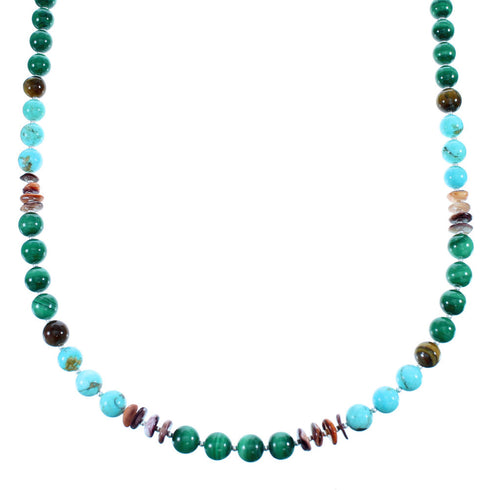 Multicolor Native American Sterling Silver Bead Necklace SX108132