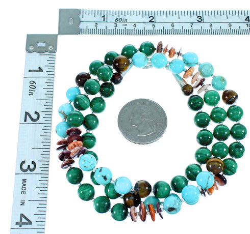 Multicolor Native American Sterling Silver Bead Necklace SX108132