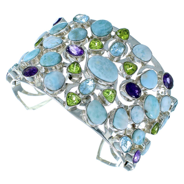 Southwest Silver Multicolor Gem Stone Bracelet GS57410