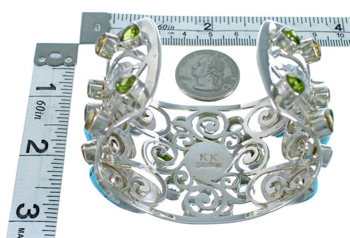 Multicolor Gem Stone Silver Southwest Bracelet GS57426