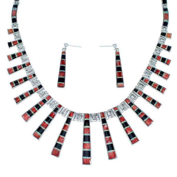 Multicolor Southwest Jewelry Sterling Silver Link Necklace Set PX37303