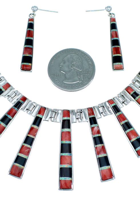 Multicolor Southwest Jewelry Sterling Silver Link Necklace Set PX37303