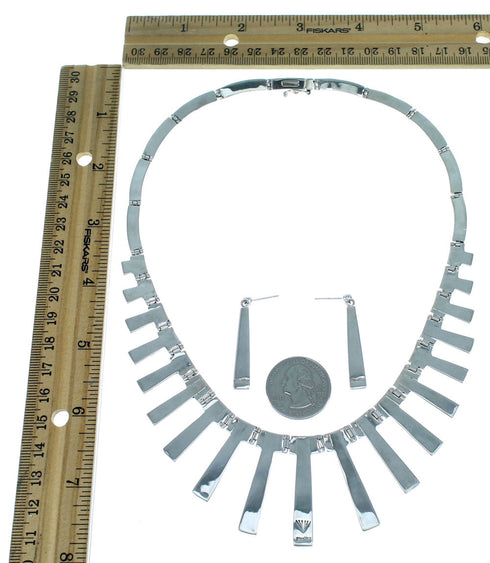 Multicolor Southwest Jewelry Sterling Silver Link Necklace Set PX37303