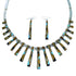 Sterling Silver Multicolor Inlay Link Necklace Earrings Set GS75301