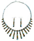 Sterling Silver Multicolor Inlay Link Necklace Earrings Set GS75301