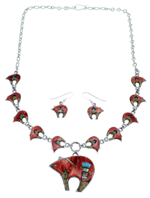 Native Mesa Design Bear Multicolor Link Necklace Earrings PX37978