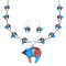 Multicolor Sterling Silver Bear Link Necklace Earrings Set PX35826