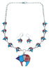 Multicolor Sterling Silver Bear Link Necklace Earrings Set PX35826