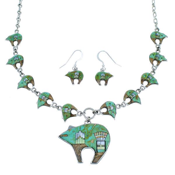 Multicolor Bear Mesa Design Link Necklace Earrings PX37986