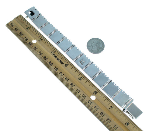 Black Jade Mother of Pearl Inlay Jewelry Silver Link Bracelet BW71259