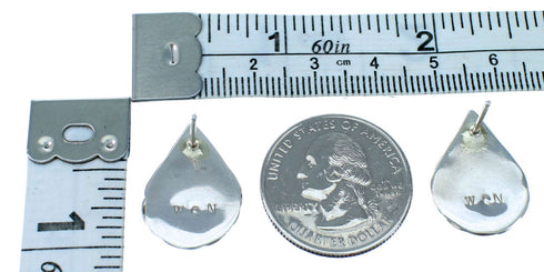 Zuni Multicolor Inlay Tear Drop Sterling Silver Post Earrings SX108311