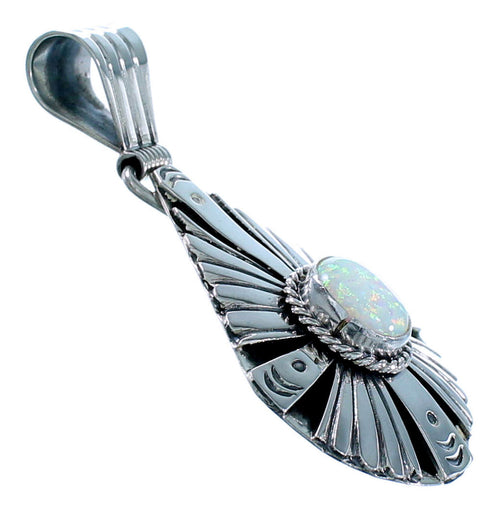 Navajo Genuine Sterling Silver Opal Tear Drop Pendant SX108392