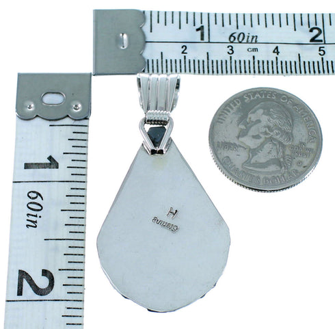 Navajo Genuine Sterling Silver Opal Tear Drop Pendant SX108392