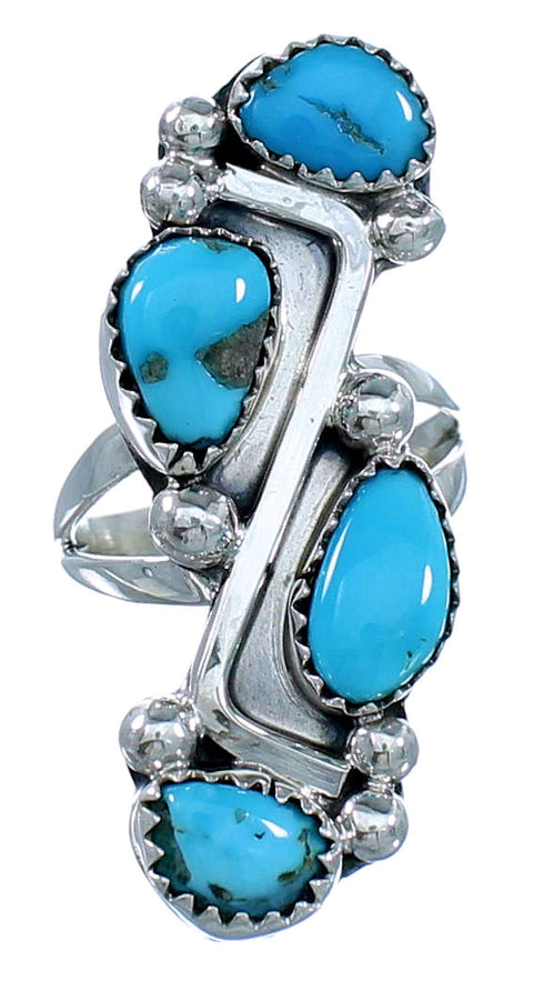 Navajo Turquoise Genuine Sterling Silver Ring Size 5-3/4 SX108779