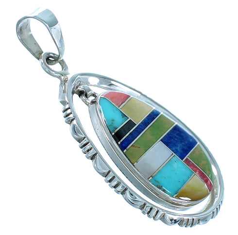 Southwestern Multicolor Inlay Silver Jewelry Pendant PX30131