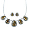 Silver Tiger Eye Multicolor Link Necklace Earrings Jewelry Set HS28545