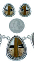 Silver Tiger Eye Multicolor Link Necklace Earrings Jewelry Set HS28545