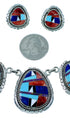 Southwest Jewelry Multicolor Inlay Link Necklace Earrings Set PX36799