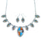 Genuine Sterling Silver Multicolor Inlay Link Necklace Set PX37209