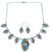 Genuine Sterling Silver Multicolor Inlay Link Necklace Set PX37209