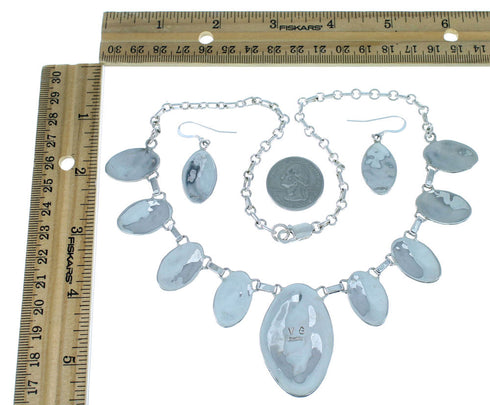 Genuine Sterling Silver Multicolor Inlay Link Necklace Set PX37209