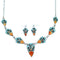 Sterling Silver Multicolor Link Necklace Earrings Jewelry Set RS34213