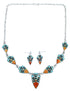 Sterling Silver Multicolor Link Necklace Earrings Jewelry Set RS34213