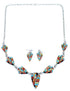 Sterling Silver Multicolor Link Necklace Earrings Jewelry Set RS34221