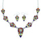 Multicolor Inlay Jewelry Silver Earrings Link Necklace Set PX36964