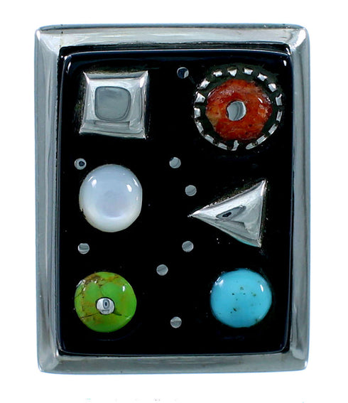 Multicolor Southwestern Silver Jewelry Ring Size 7-1/4 MW73992