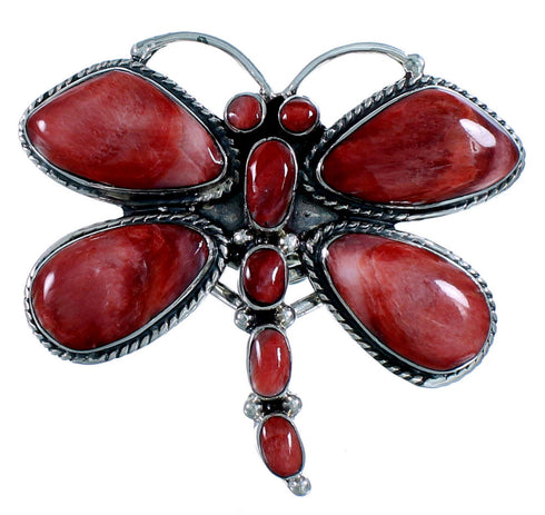 Red Oyster Shell Large Statement Dragonfly Ring Size 7-1/2 PS72738