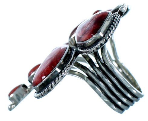 Red Oyster Shell Large Statement Dragonfly Ring Size 7-1/2 PS72738