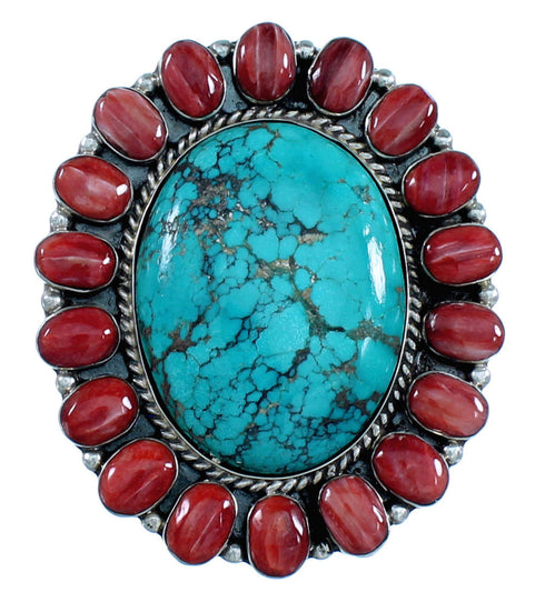 Turquoise Red Oyster Shell Sterling Silver Ring Size 6-3/4 RS35898
