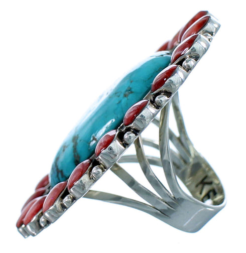 Turquoise Red Oyster Shell Sterling Silver Ring Size 6-3/4 RS35898