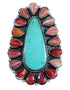 Turquoise Red Oyster Shell Sterling Silver Ring Size 5-3/4 RS35817