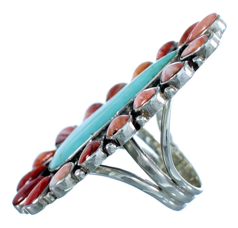 Turquoise Red Oyster Shell Sterling Silver Ring Size 5-3/4 RS35817