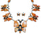 Multicolor Inlay Sterling Silver Butterfly Link Necklace Set PX37370