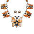 Multicolor Inlay Sterling Silver Butterfly Link Necklace Set PX37370